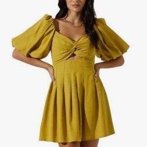 ASTR the label lime green puff sleeve mini dress